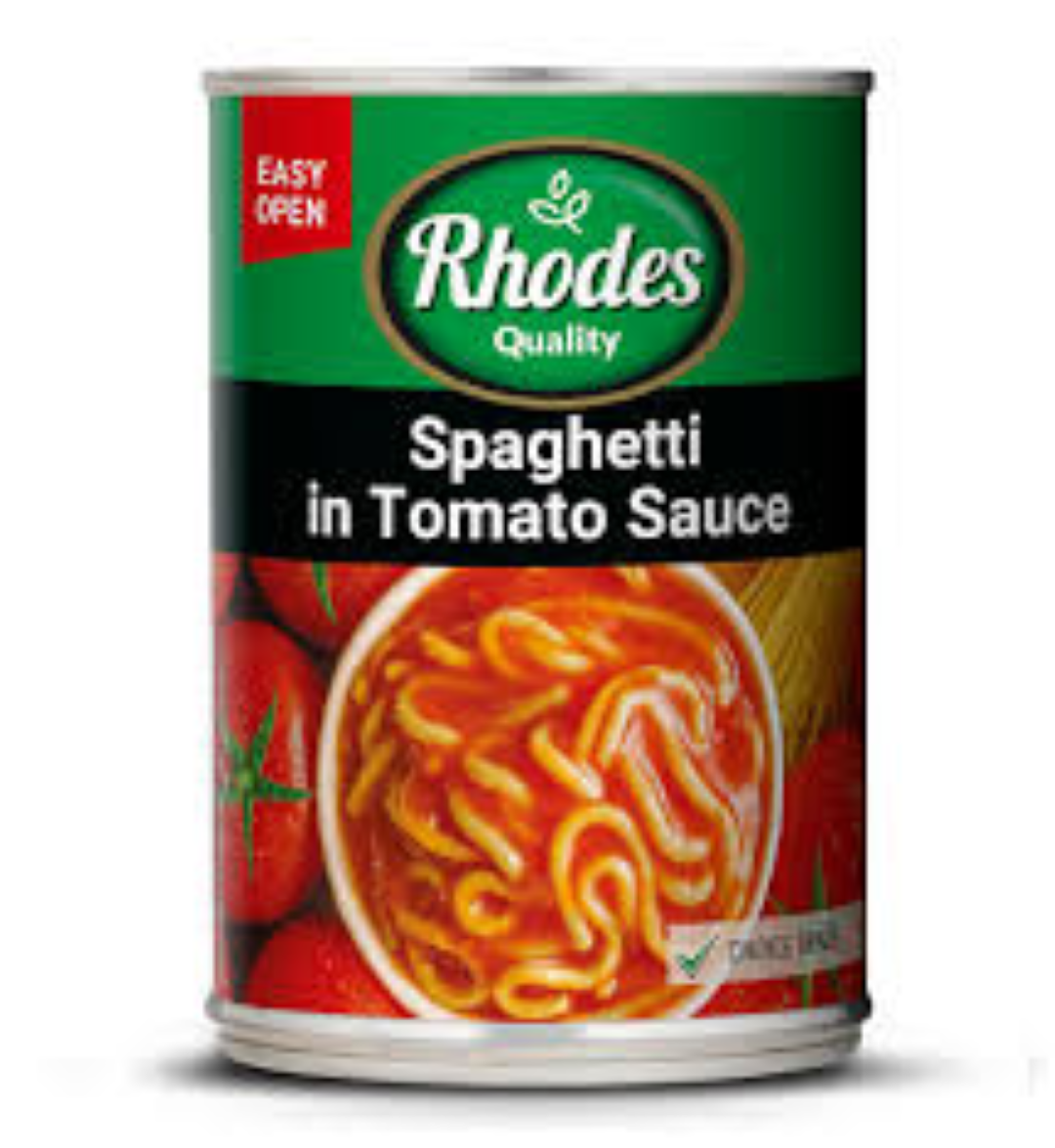 RHODES SPAGHETTI IN T/SAUCE 410GM